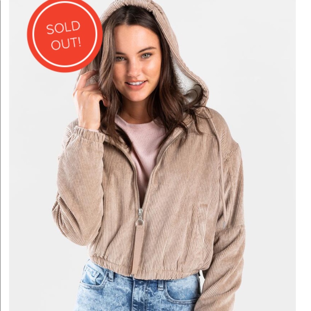 Beige Corduroy Cropped Jacket